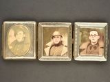 three old photos of a man and a woman in military clothing