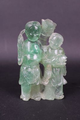 chinese carved jade figurine of a boy and a girl