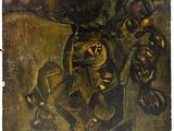 an image of a painting of a man on a motorcycle with a helmet on
