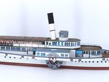 a paper model of a steam ship on a white background