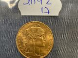 a close up of a coin in a plastic bag on a table