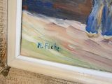 un tableau représentant une femme marchant dans la rue