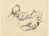an image of a drawing of a man holding a cat
