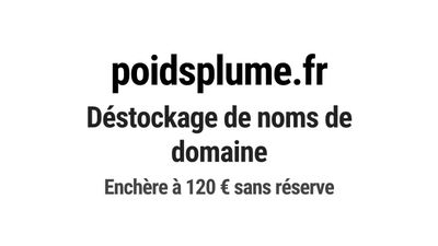 Nom de domaine poidsplume.fr. Catégorie: Sport et fitness.