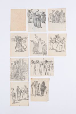 plusieurs dessins représentant des personnes alignées dans une pièce