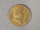 a close up of a gold coin on a white surface