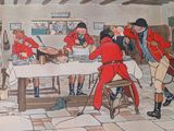 a painting of a group of men eating at a table