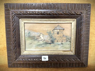 une image d'une photo d'un tableau représentant une maison accrochée au mur