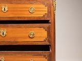 a marble top chest of drawers on a white background