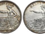 une pièce d'argent portant l'image d'une femme et d'un homme
