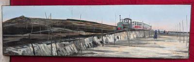 JACQUES ROUQUIER (1932-2017) Train en bord de mer Huile sur …