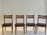 set of four danish dining chairs in teak and black leather