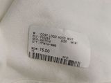 a close up of a white shirt with a barcode on it
