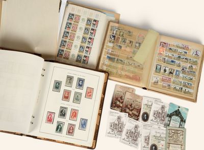 a lot of stamps on the pages of a book