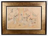 painting of a group of people playing a game in a room