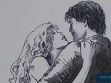 a drawing of a man and a woman hugging each other