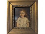 painting of a little girl in a white dress in a gold frame
