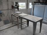a table with a drillet on it in a room