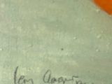 une peinture représentant une orange sur une feuille de papier