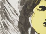 an image of a painting of a woman ' s face on a white background