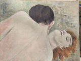 a painting of a man and a woman laying on the ground