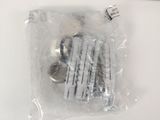 a bag of screws and nuts on a white surface