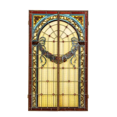 Paire DE Vitraux Polychromes, DÉBut DU 20e SIÈCle