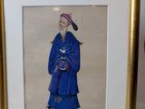 painting of a man in a blue robe holding a fish in a gold frame