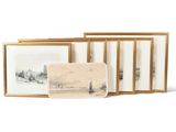 three framed photographs of boats and a boat in the water