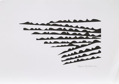 une image représentant un dessin en noir et blanc d'une chaîne de montagnes