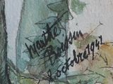 a picture of a painting of a tree with writing on it