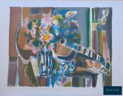 une photo d'un tableau représentant un vase de fleurs