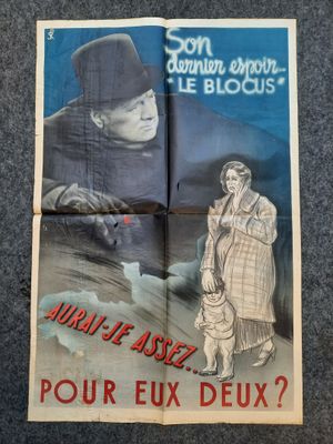 une vieille affiche française représentant un homme et une femme portant un haut-de-forme