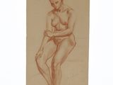 l'image d'un dessin représentant une femme nue assise sur une chaise