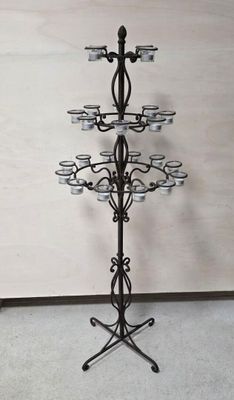 Porte photophore en métal patiné et verre