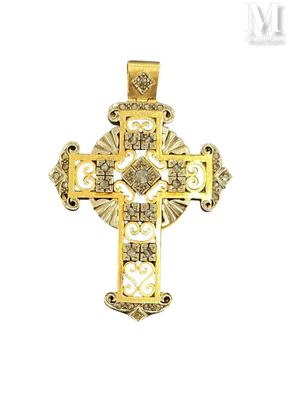 a close up of a cross on a white background