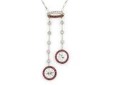 une paire de pendentifs en rubis et diamants