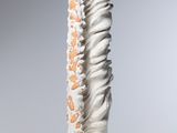 une image représentant une sculpture blanche ornée de motifs orange