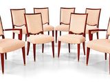 lot de six chaises de salle à manger avec accoudoirs rembourrés