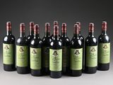 six bottles of wine lined up in a row on a table