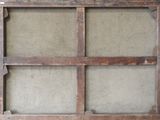 a picture of an old window with a wooden frame on it