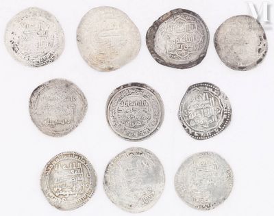 six different types of silver coins are shown on a white surface