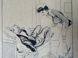 drawing of a woman in a hospital bed being tended by a nurse