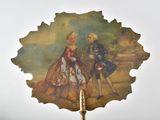a painting of a man and a woman sitting on a leaf