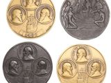 quatre médailles commémoratives illustrant la vie et l'époque des Américains