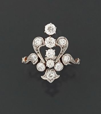 Délicate bague duchesse en or jaune 18K 750 millièmes et pla…