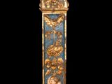 an ornately decorated column with a cher and cher chers on it