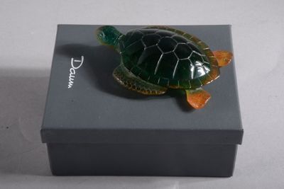 a small turtle that is sitting on top of a box