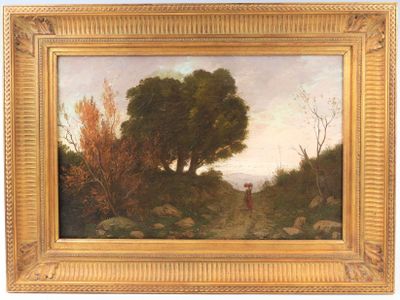 une image d'une peinture représentant un homme marchant sur un chemin de terre