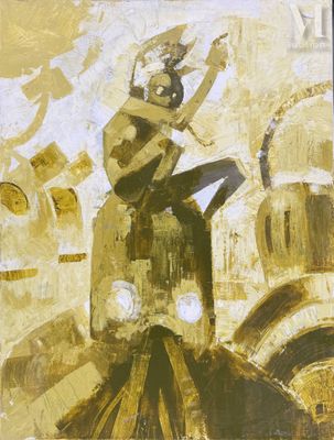 une image représentant un tableau d'une femme portant un panier sur la tête
